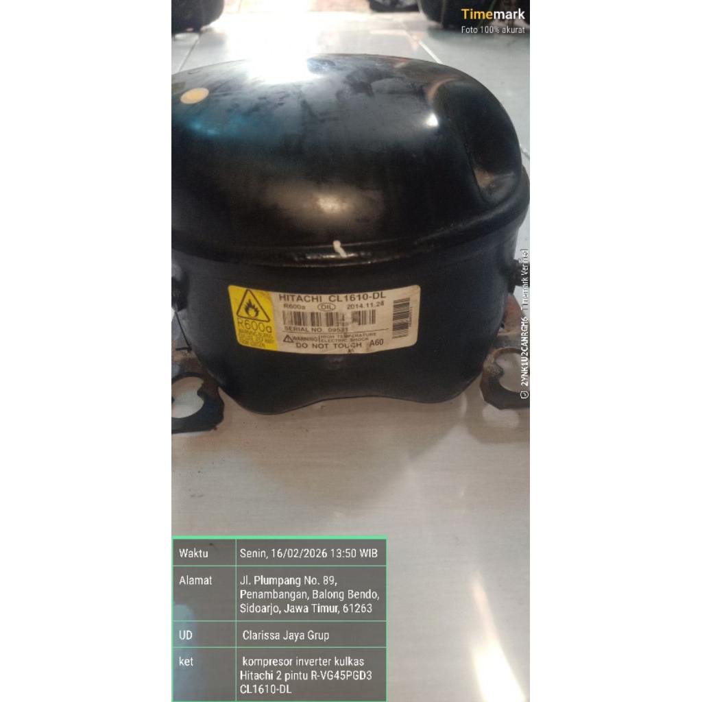 kompresor inverter kulkas Hitachi 2 pintu jumbo R-VG45PGD3 CL1610-DL