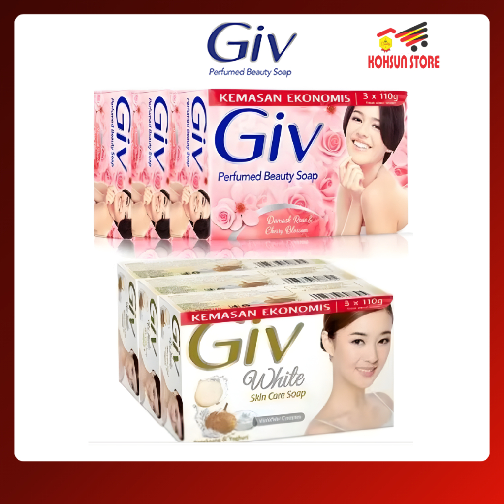 (isi 3pcs) GIV Sabun Batang Banded Kemasan Ekonomis Lebih Besar Extra Hemat Isi 3 x 100gr - Romantic