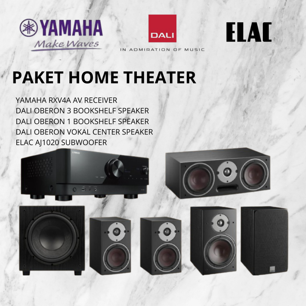 Paket Home Theater Yamaha RXV4A AV Receiver Dali Oberon 3 Bookshelf speaker Dali Oberon 1 Bookshelf 