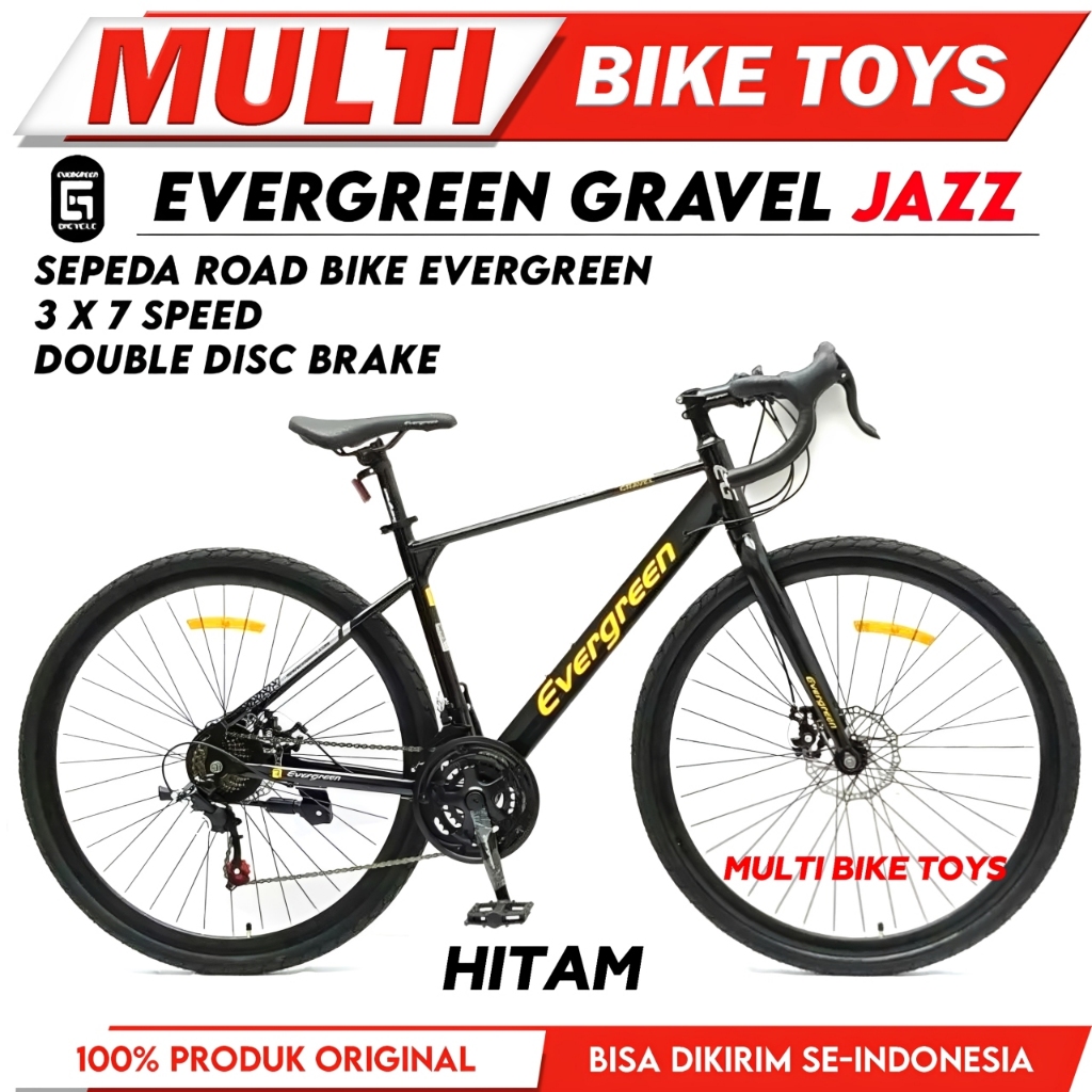 Sepeda Road bike Gravel EVERGREEN JAZZ 700C Road Bike 3 x 7 Speed rem disc brake