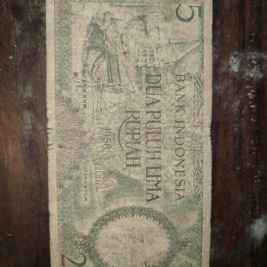uang kuno 25 rupiah pekerja tahun 1958