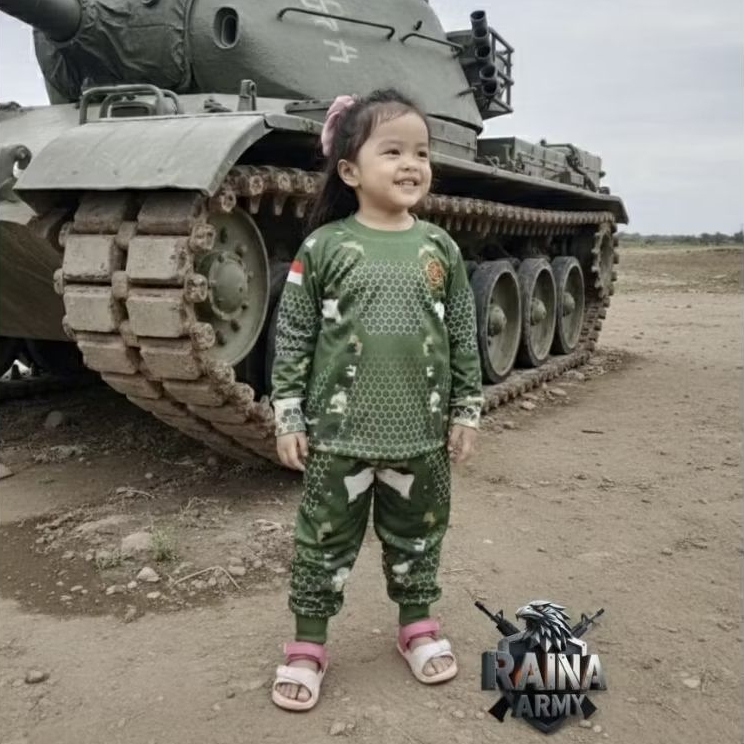 kaos anak army jersey pakaian anak lucu setelan kaos anak laki-laki perempuan printing hijau kostrad