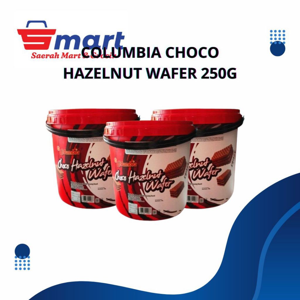 COLUMBIA CHOCO HAZELNUT WAFER 250g (1 karton isi 6 kaleng)