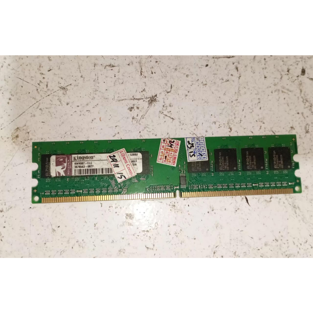 LONGDIMM MEMORY RAM DDR2 KINGSTON 1GB 2Rx8 PC2-5300U - ercomp1