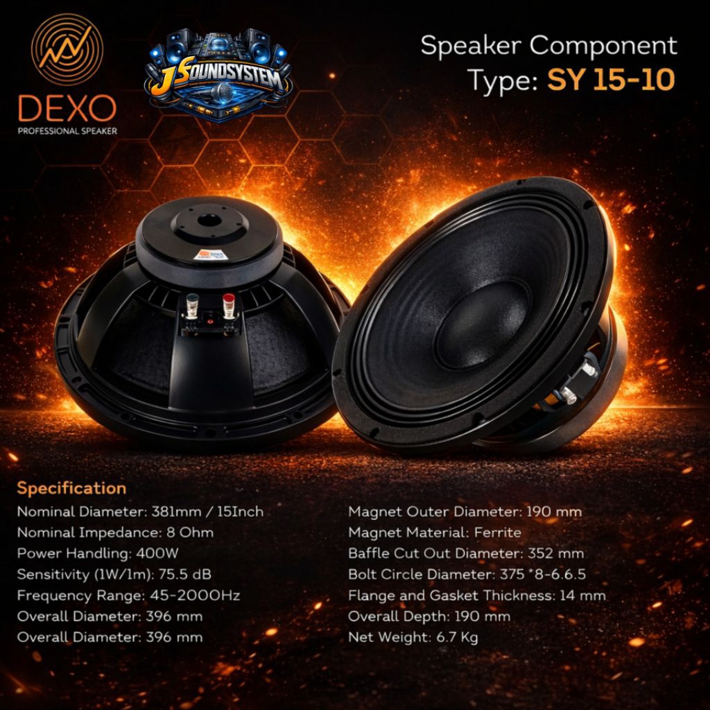 DEXO SPEAKER COMPONENT / DEXO SY 15-10 / SPEAKER 15 INCH