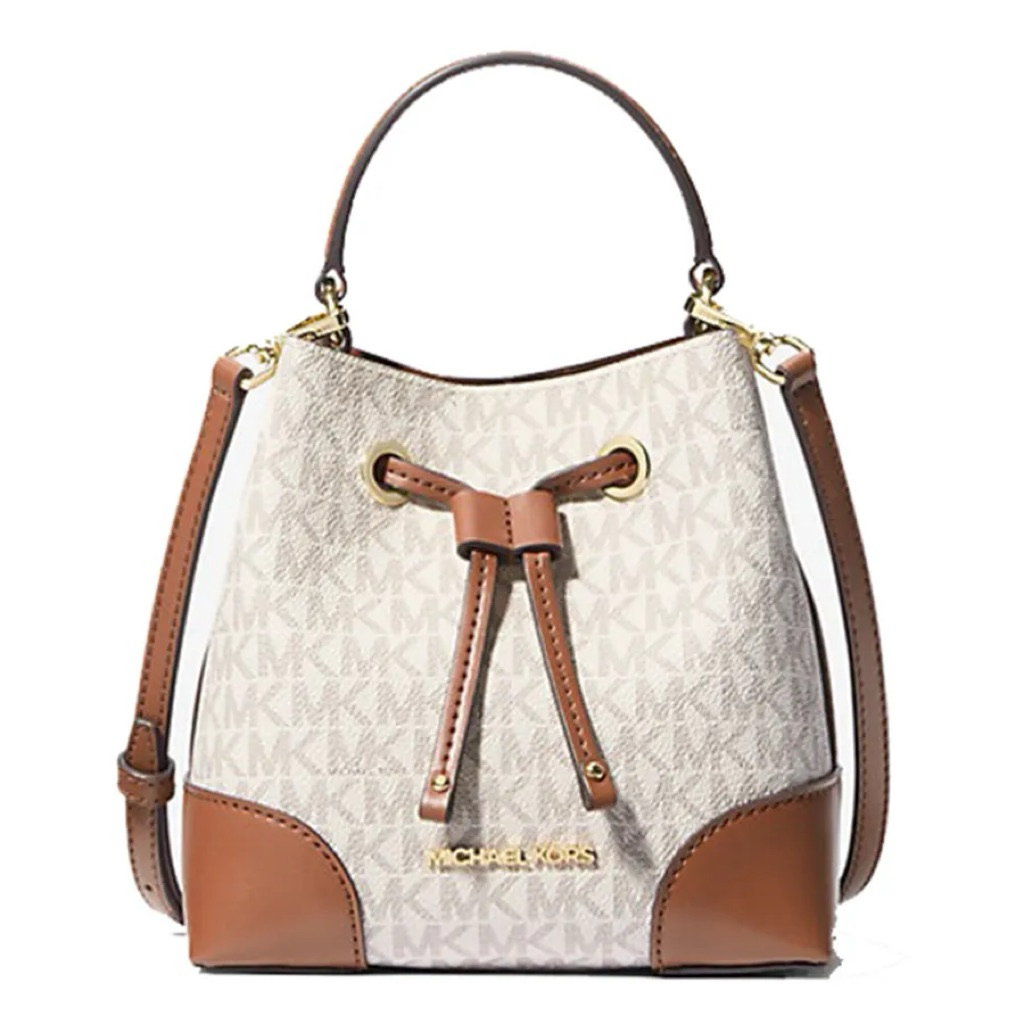 MK Mercer bucket mini signature vanilla brown split