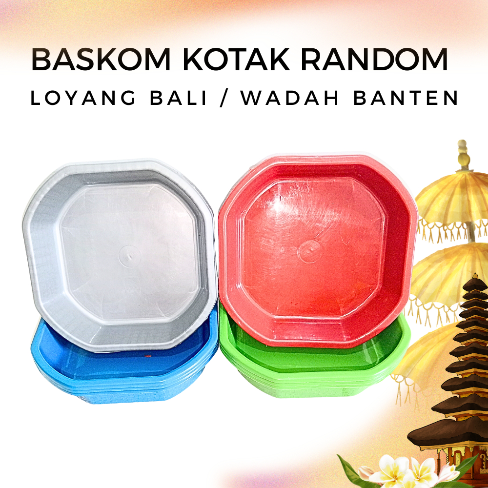 24 PCS BASKOM KECIL SEGI MOTIF BAMBU SERIES RANDOM - LOYANG BALI UK 17 - WADAH BANTEN PLASTIK - SODA