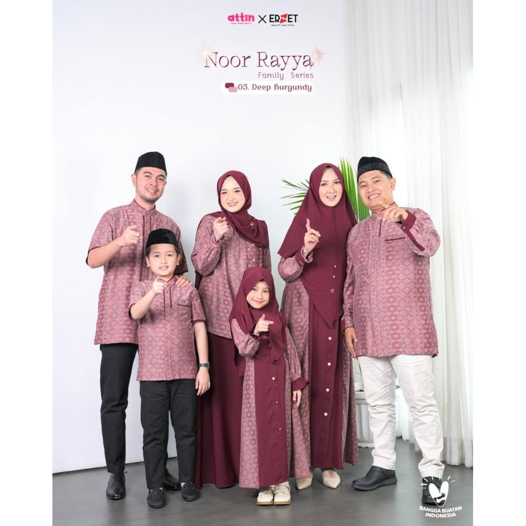 ATTIN - NOOR RAYYA DEEP BURGUNDY SARIMBIT 2026 Origininal by Attin/Gamis Cantik/Gamis Motif Bunga/Ar