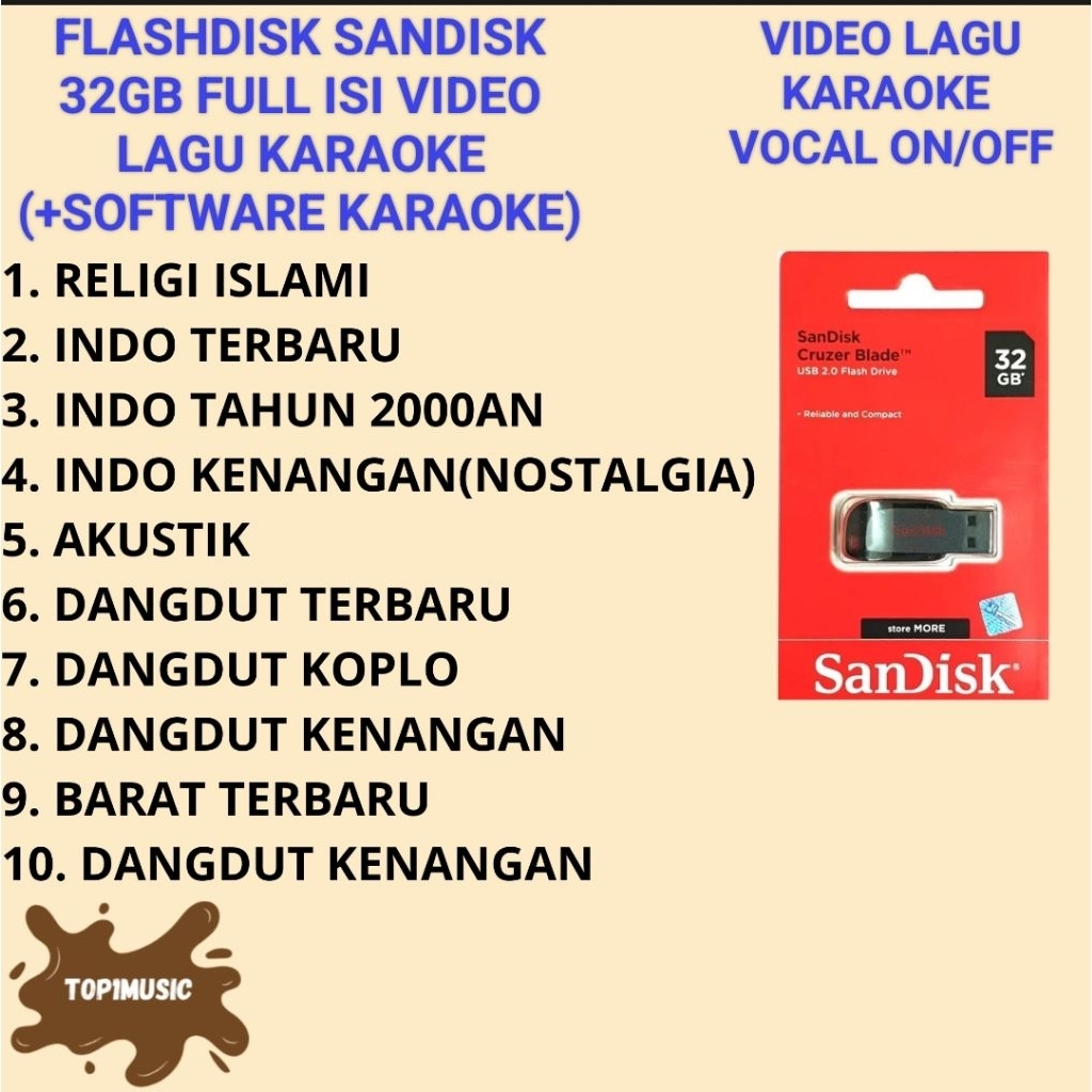 flashdisk sandisk 32gb isi lagu karaoke player religi islami