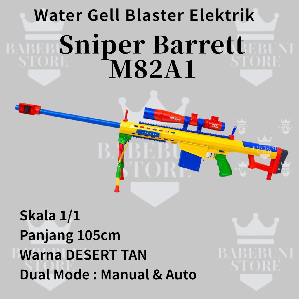 Mainan Anak Cowok Tembak Water Gell Blaster WGB Sniper M82A1 / M200 Elektrik Dual Mode Full Auto Bat