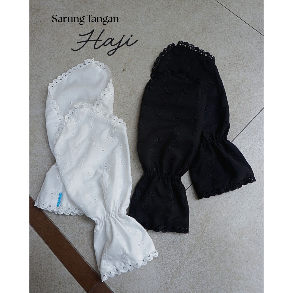 Oami Sarung Tangan Sholat Haji Umroh Katun Bordir Premium Akhwat Muslimah