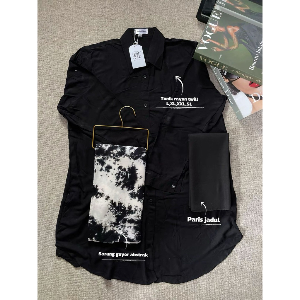 ONE SET SANTRIWATI TUNIK SET SARUNG FREE HIJAB