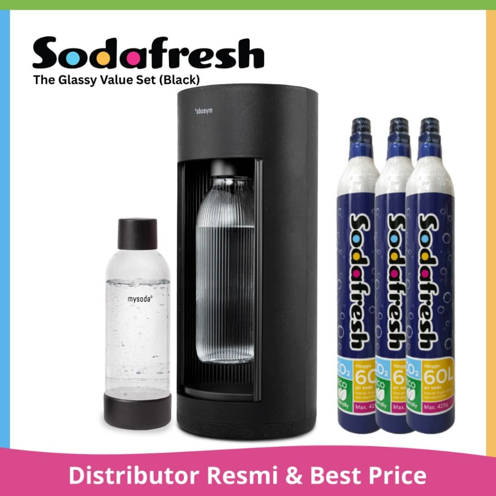 The Glassy Black Value Set  | Soda Maker Botol Kaca Mesin Pembuat Soda Premium Sodafresh