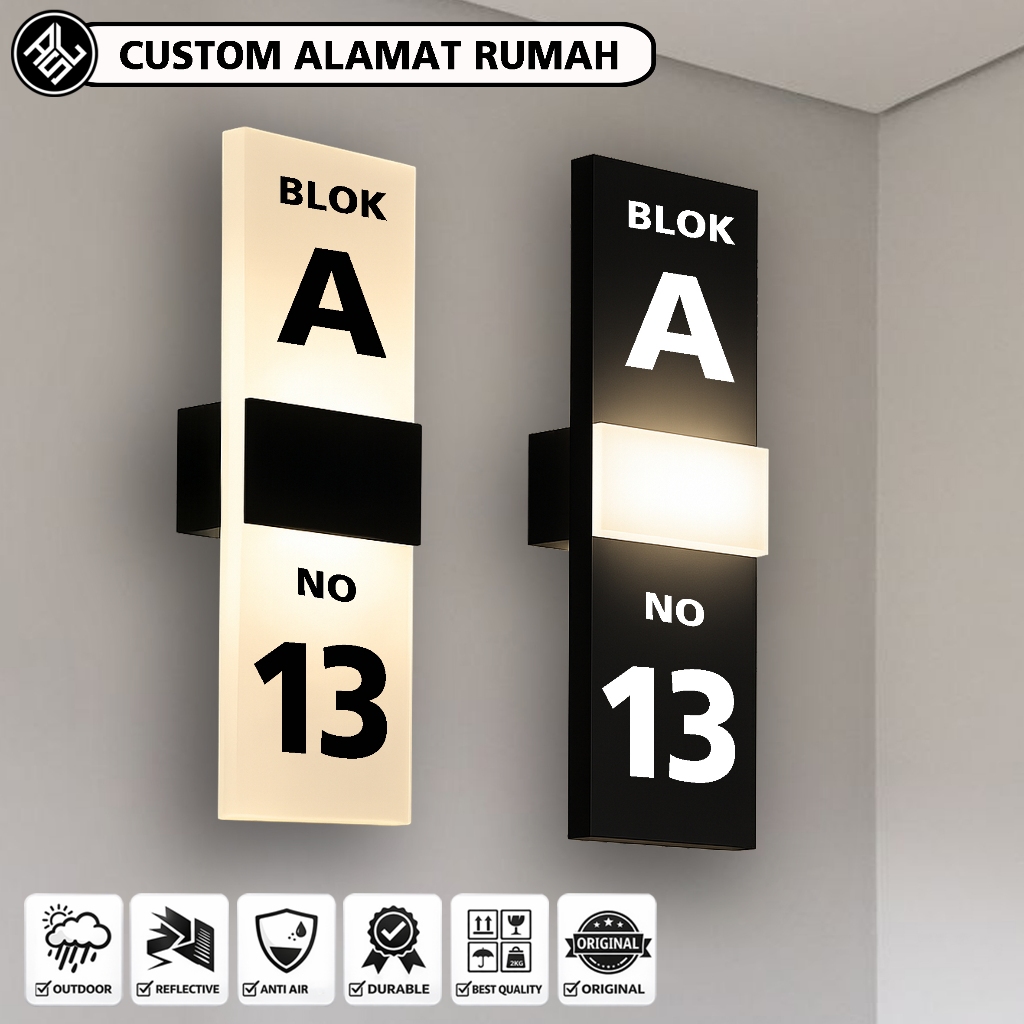 Neon Box Akrilik LED Custom Alamat Rumah ukuran 10x30, NEON ALAMAT 1