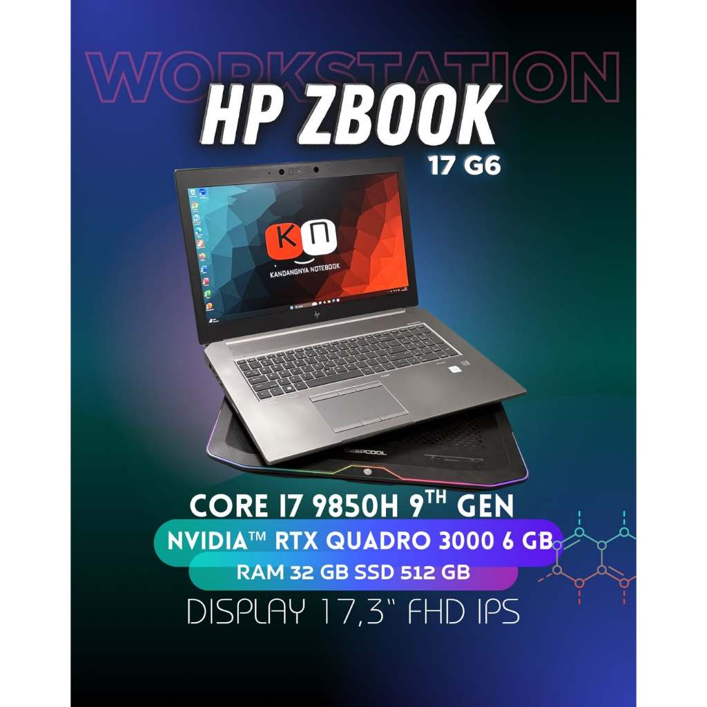 Hp ZBook 17 G6 i7 9850H Nvidia RTX QUADRO 3000 6GB RAM 64GB 1TB Layar 17,3inch