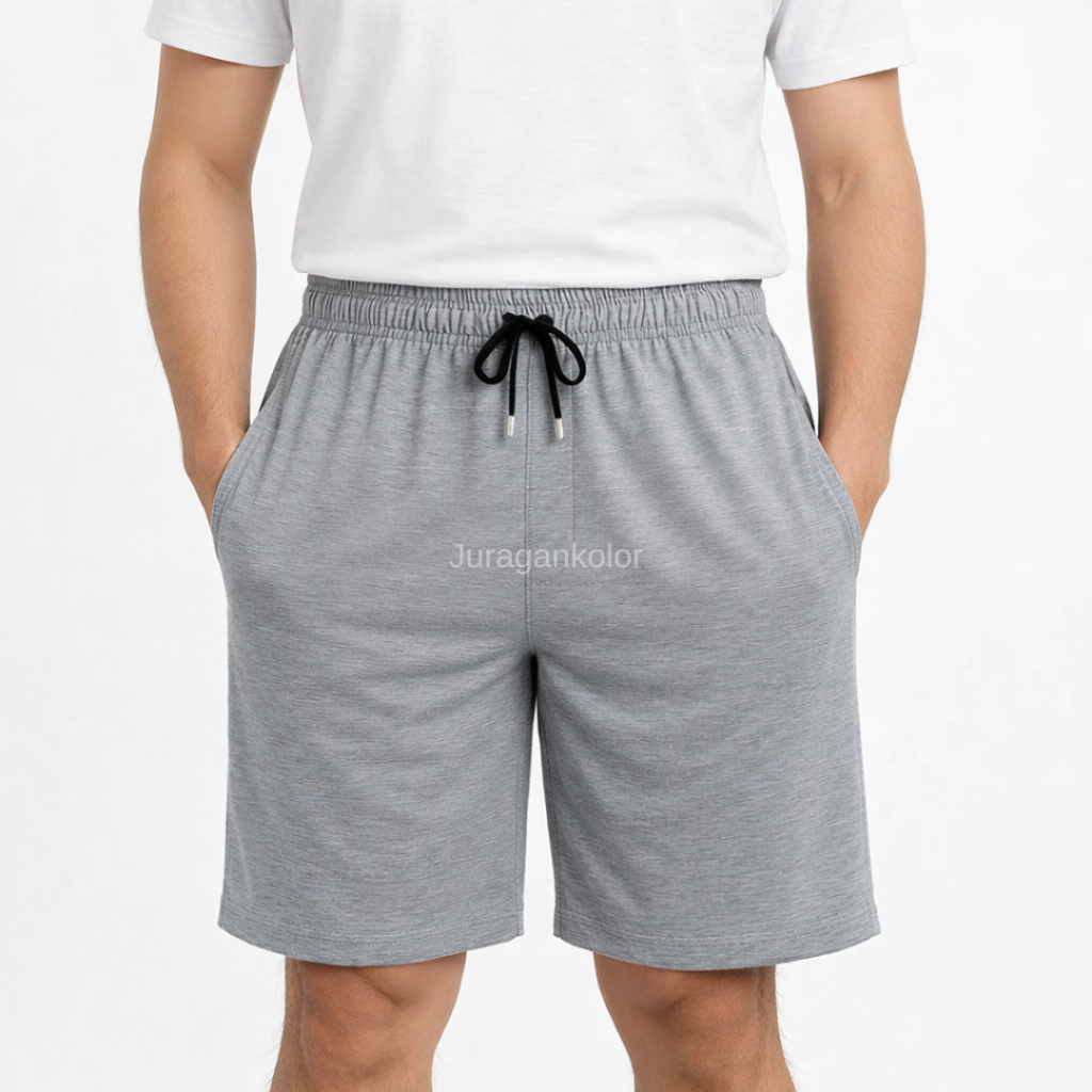 Pendek Pria Kolor Celana Pendek Pria Kolor Cowok Santai Polos Kaos Baby Terry