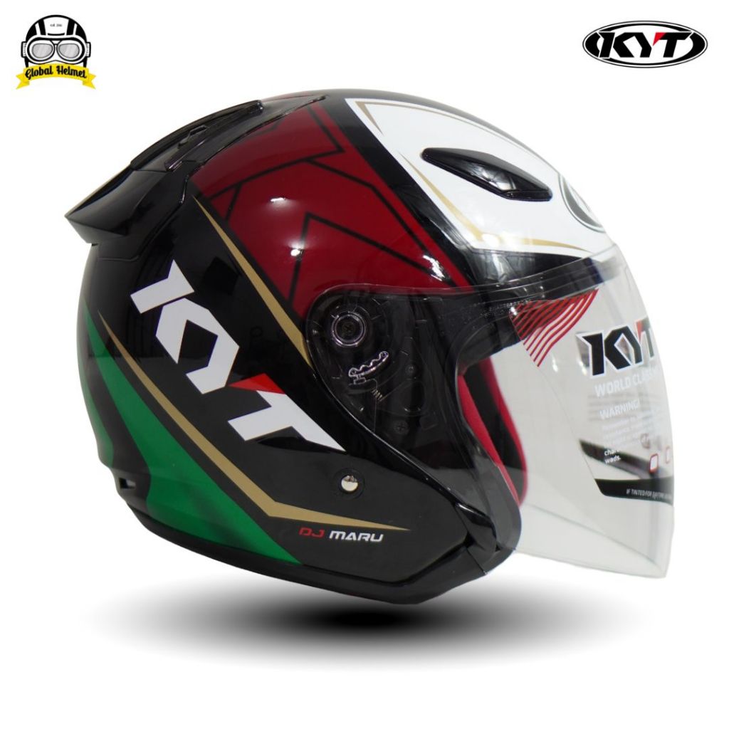 HELM HALF FACE KYT DJ MARU KYT DJMARU MOTIF #17 BLACK GREEN RED MAROON Helm