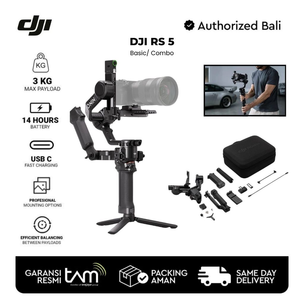 DJI RS 5 BASIC / COMBO Gimbal Stabilizer Camera DJI Ronin S5 DJI RS5 Handheld Gimbal Kamera Garansi 