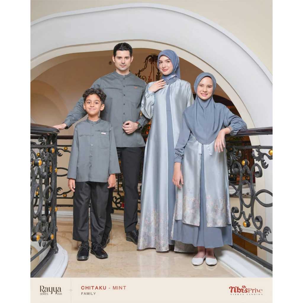 Nibras Chitaku Mint Gamis Keluarga Silk Set
