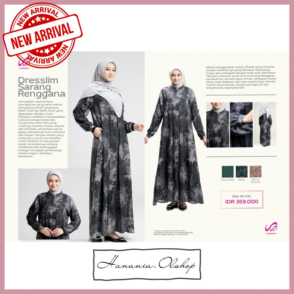 DISKON RABBANI - NEW ARRIVAL Dresslim Sarang Renggana Rabbani | gamis rabbani | gamis motif rabbani 
