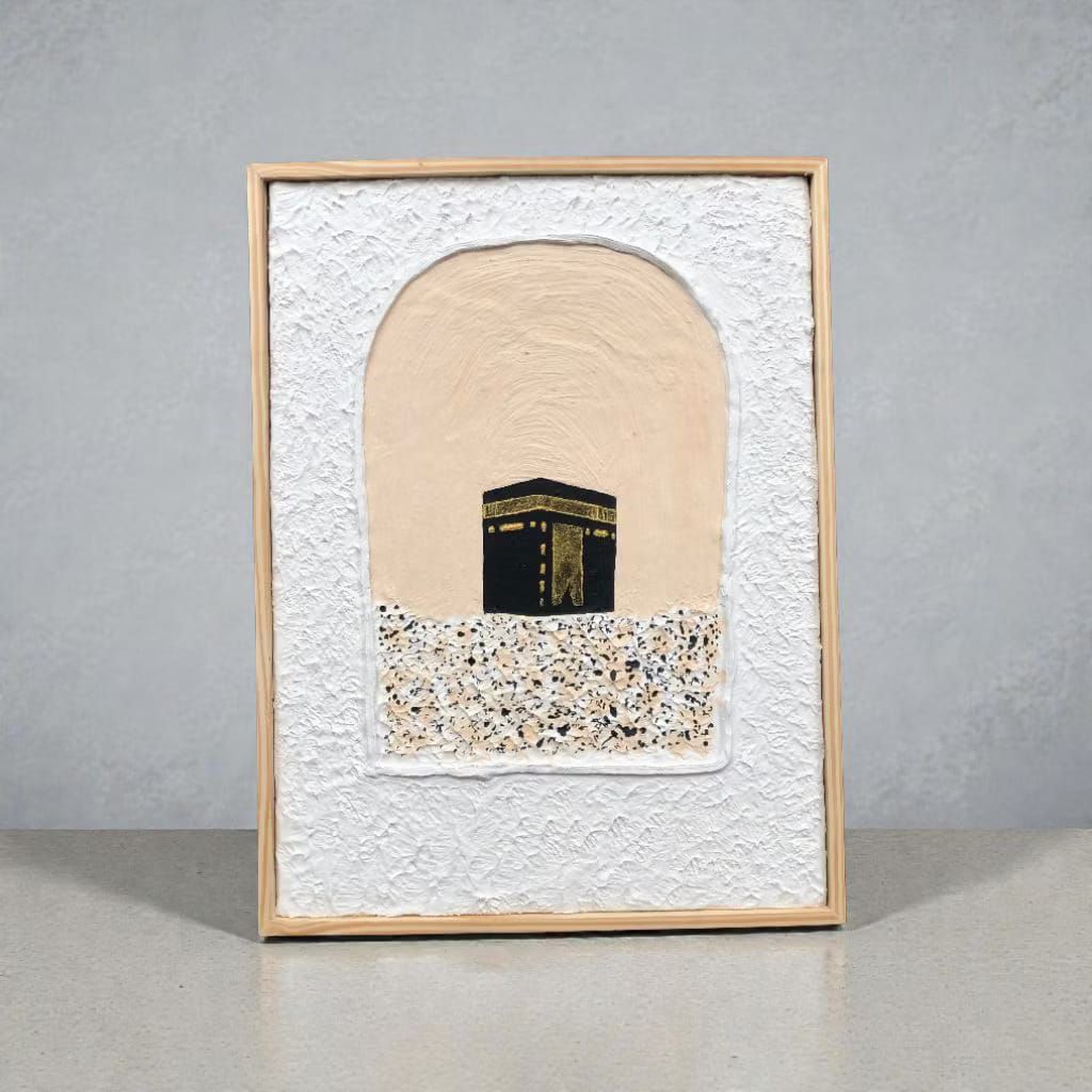 Lukisan dinding kabah semi abstrak siap pajang