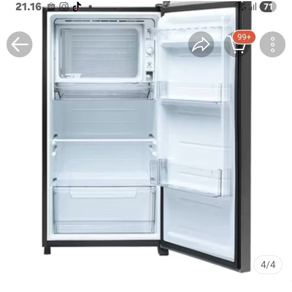 preloved kulkas 1 pintu merk Aqua 185 MDS