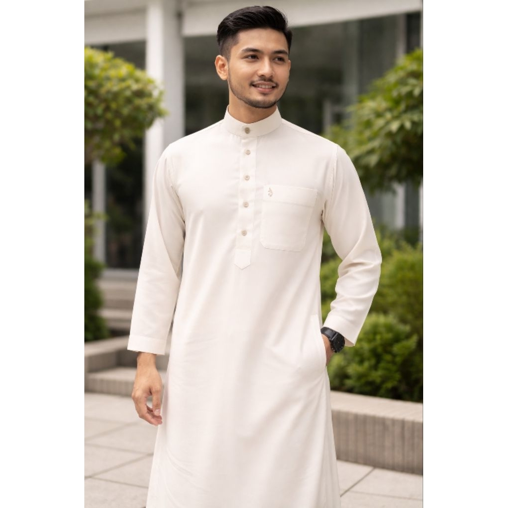 JUBAH PRIA POLOS AL NOOR - CREAM