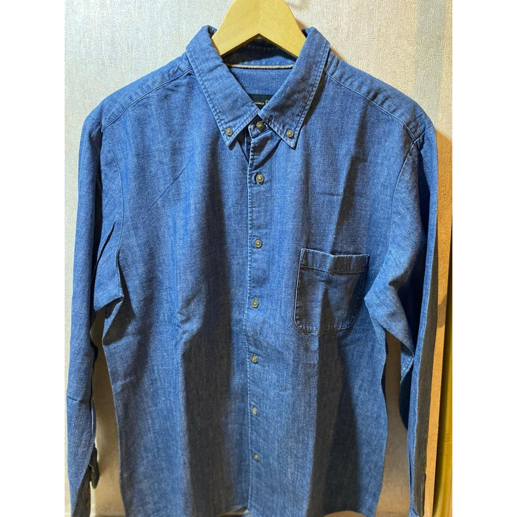 Kemeja Denim Pria Massimo Dutti Lengan Panjang Men’s Blue Shirt Bagus Murah