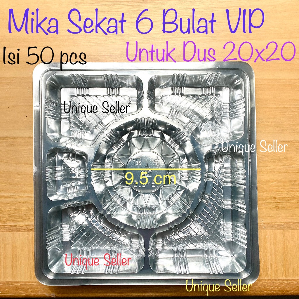 [Isi50] Mika Sekat 6 Bulat uk 20 cm untuk Dus Nasi 20x20 cm Mika Sekat 6 Bening untuk Dus Nasi uk 20