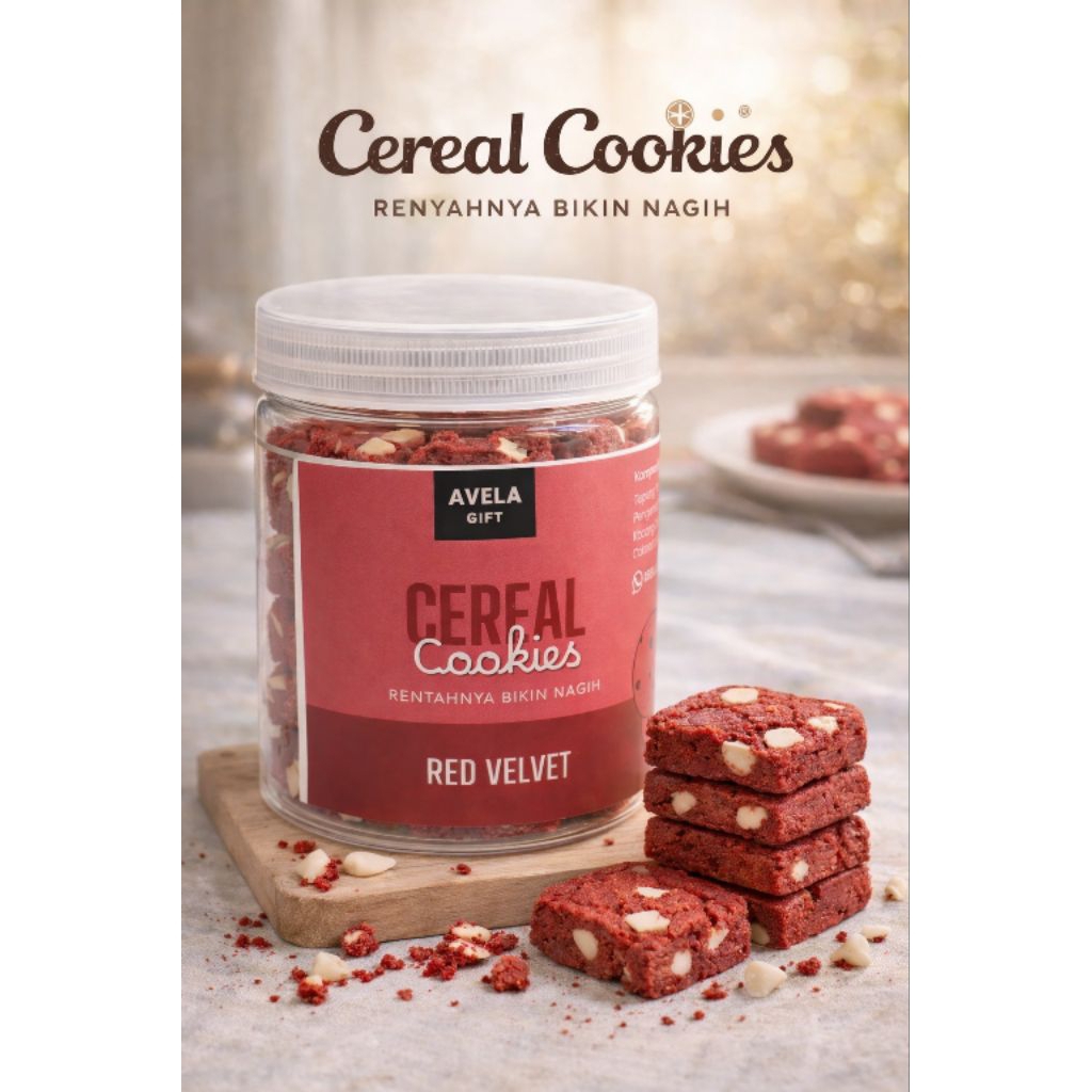Cereal Cookies Red Velvet Renyah Toples | Kue Kering Viral | Camilan Manis