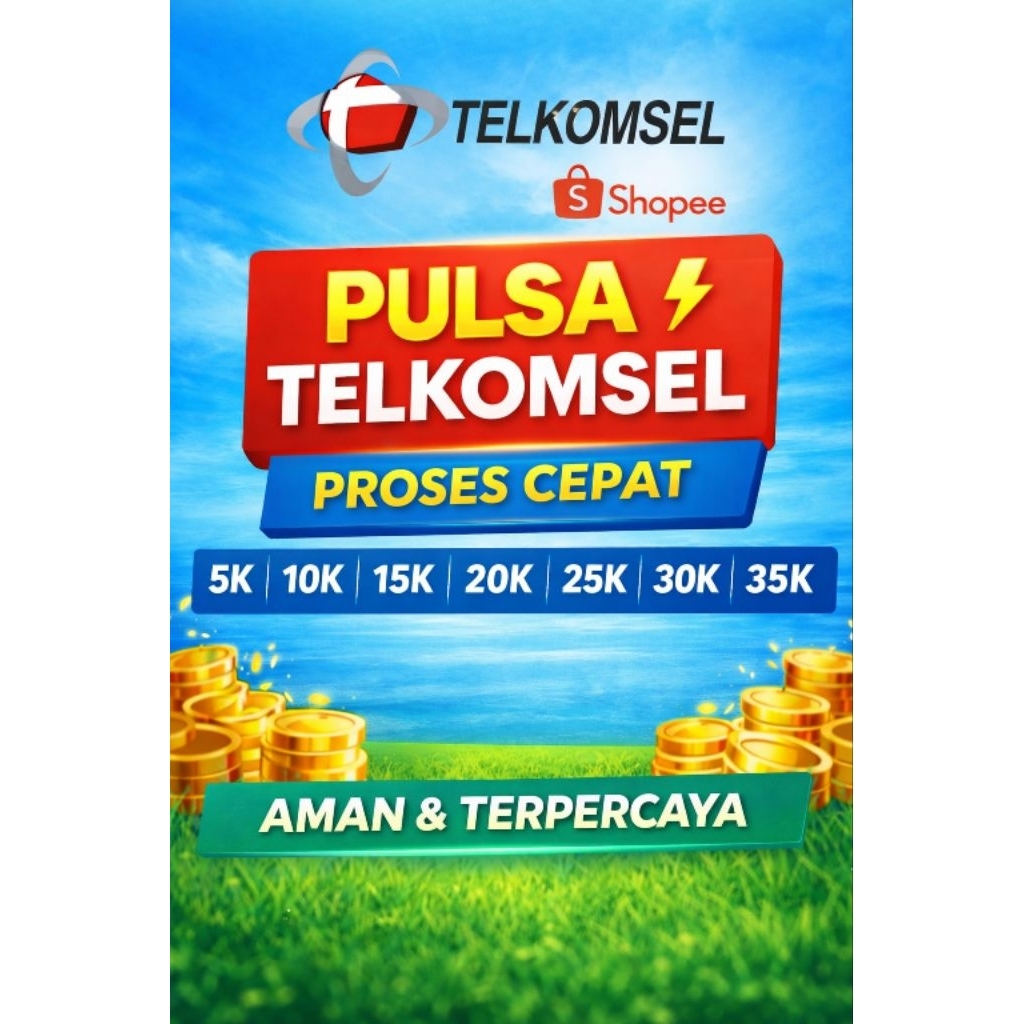Pulsa Telkomsel 5K 10K 15K 20K 25K 30K 35K Proses Cepat 1-5 Menit | Pulsa Murah Aman