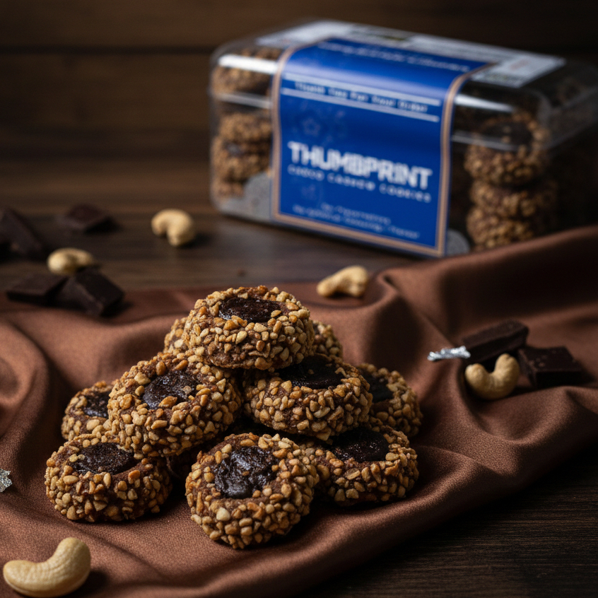 THUMBPRINT Choco Kacang Mede Premium Butter | Kemasan Jar 750ml & Hardtop 350gr | Kue Kering Spesial Lebaran by RaMaChef