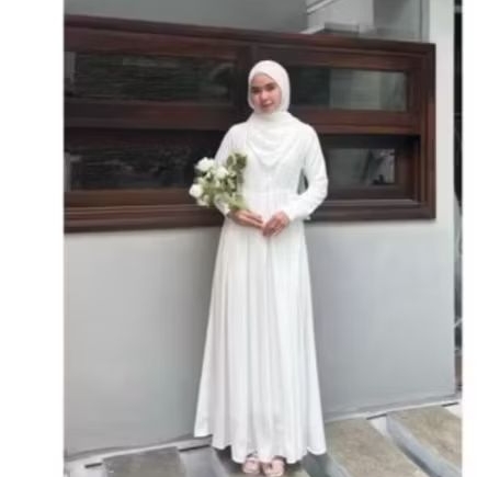 Elmiza Dress Putih Wanita Gamis - Preloved