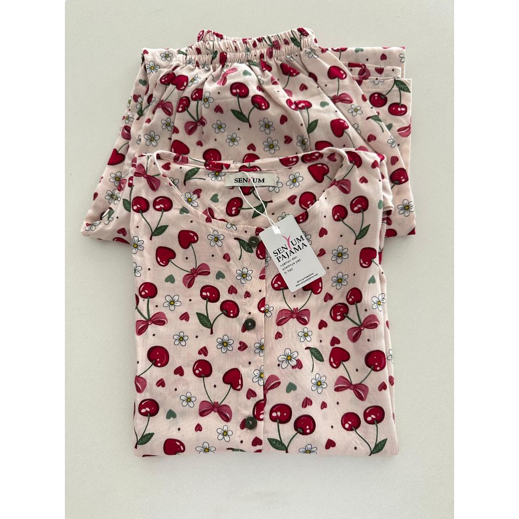 Senyum Pajama Set Lengan Pendek Setelan Baju Tidur Wanita Piyama Dewasa Pakaian Tidur Piyama Set Piy