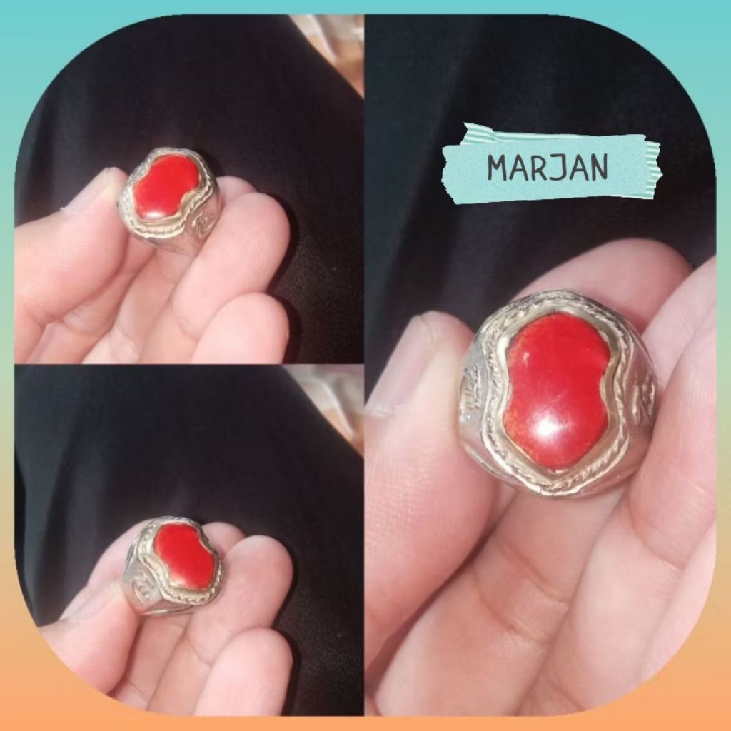 Cincin Marjan Batu Marjan Red Coral Natural