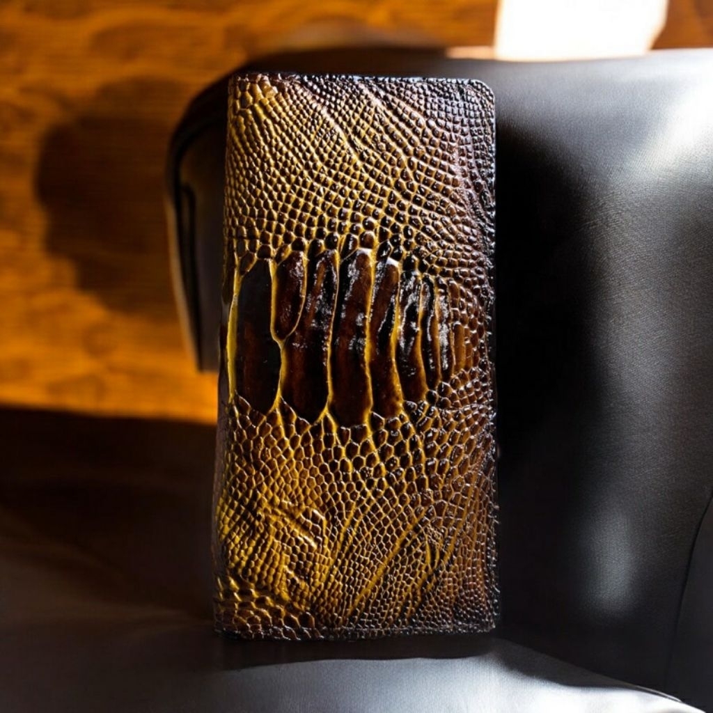 Dompet Paspor Kulit Kaswari asli papua  Pria & Wanita model rajut  & jahit