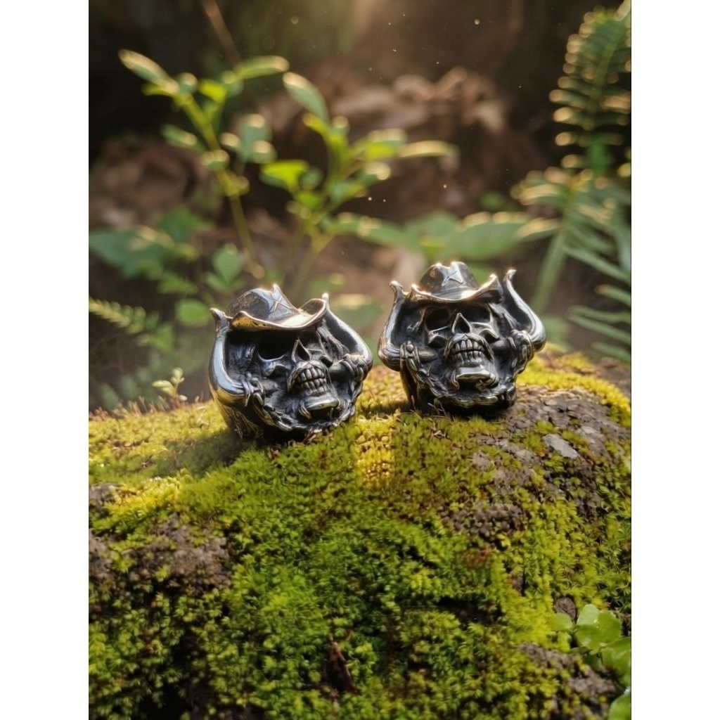 COD Cincin fashion pria retro skullring handmade ( cowboy from hell )