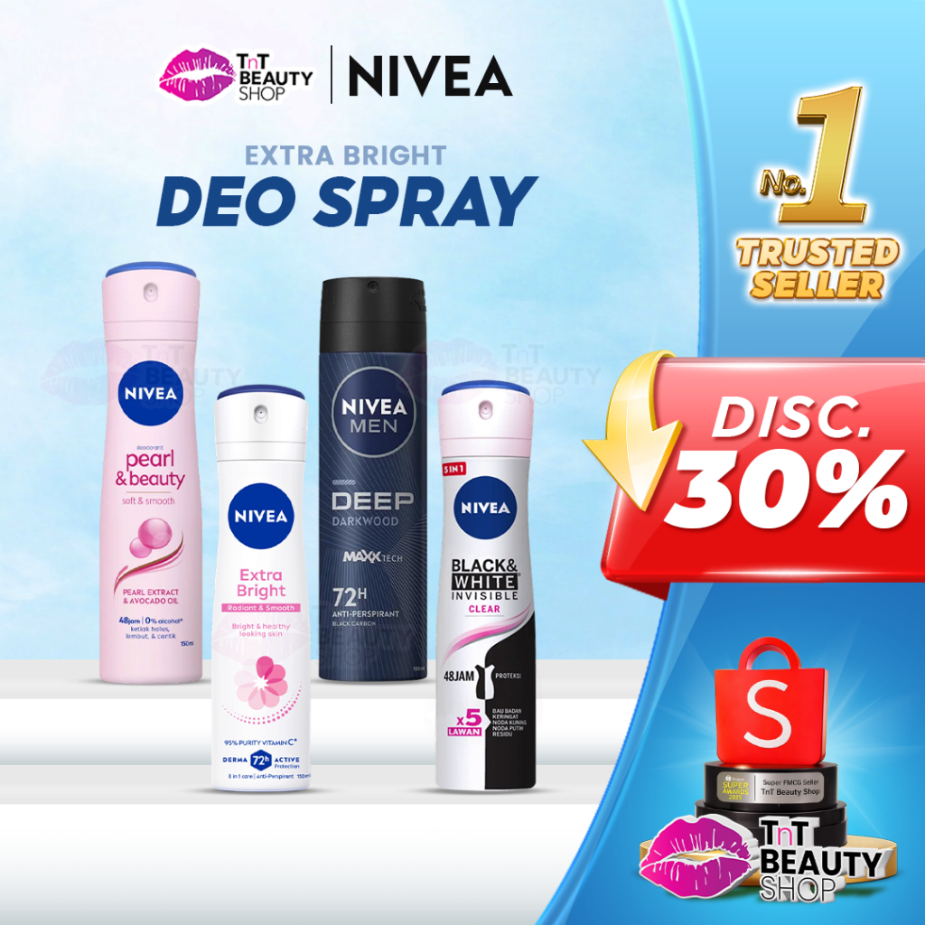 NIVEA Deodorant Extra Whitening Spray - Hijab Fresh - Invisible Black & White - TnT Beauty Shop