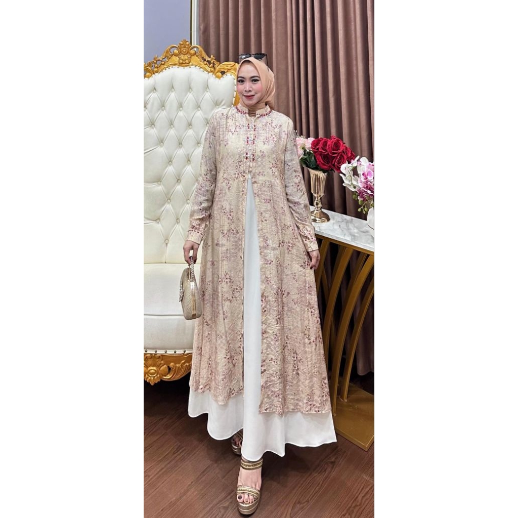 Novita Midi Dres//Original Syafeera/Gamis Premium Terbaru Kondangan Mewah dan Elegan Edisi Lebaran