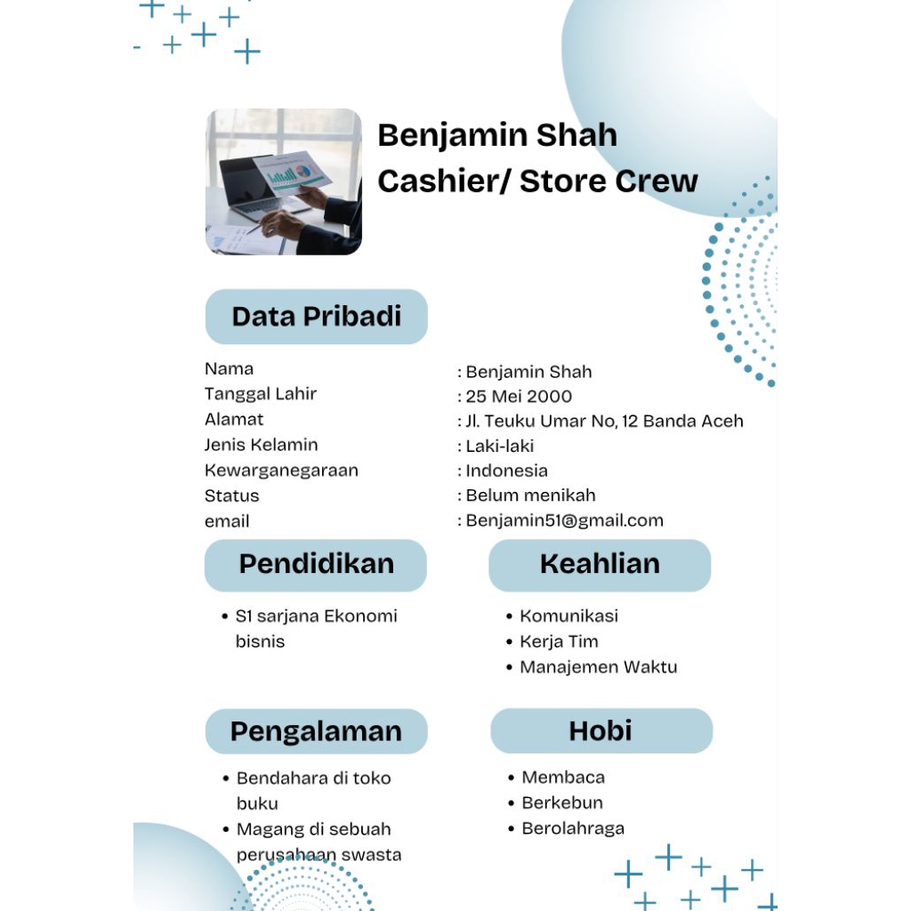 CV Kasir Minimarket Fresh Graduate Siap Edit Format ATS PDF