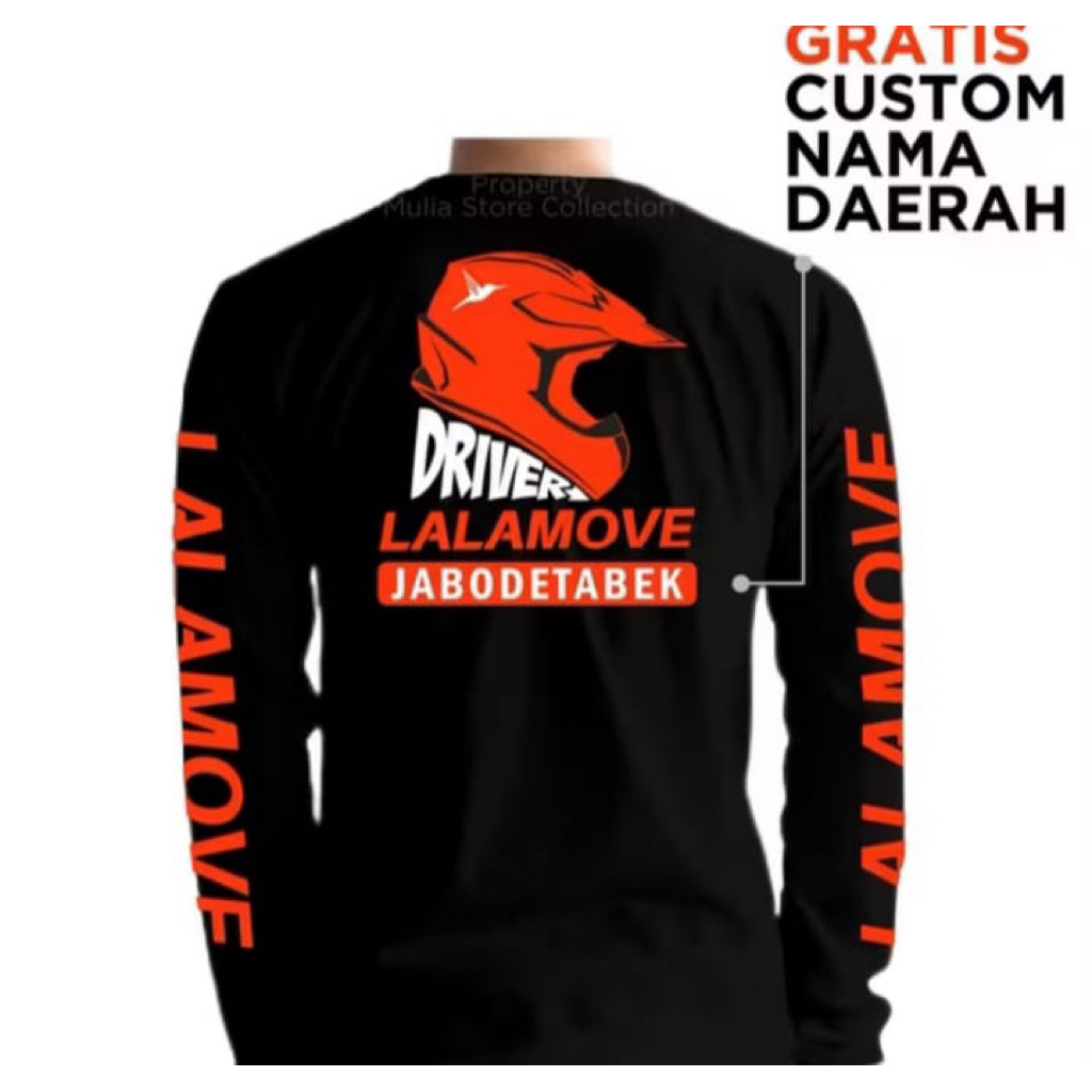 Kaos sablon lalamove helm bisa costume lengan panjang t-shirt distro unisex bahan adem