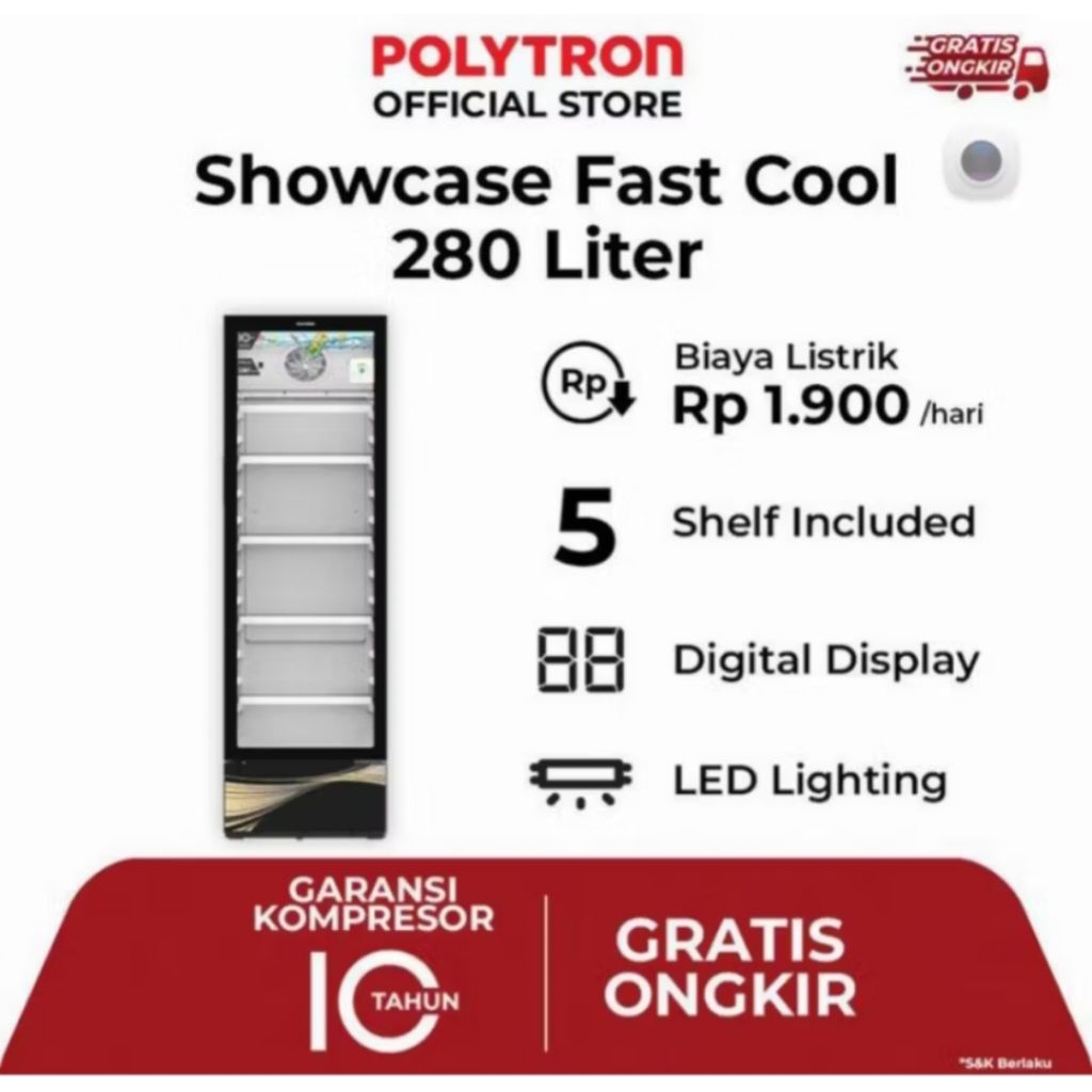 SHOWCASE POLYTRON 5 RAK GARANSI RESMI 10 TAHUN