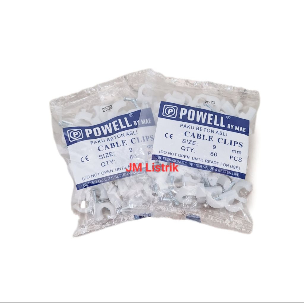 Klem Kabel Powell 9mm Paku Klem Tembok