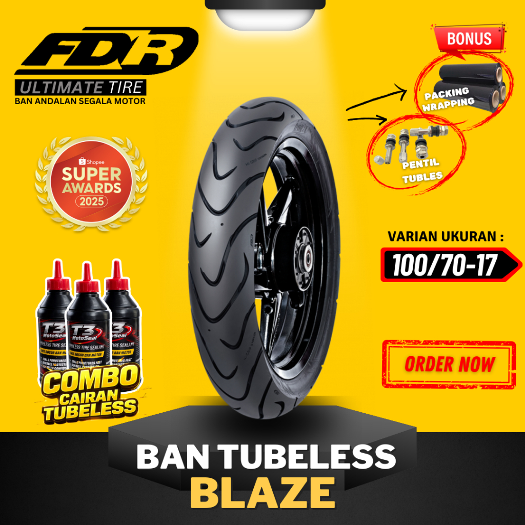 [READY COD] BAN FDR BLAZE RING 17 / ( 100/70-17 ) BAN FDR TUBELESS BLAZE TUBLES RING 17 / BAN FDR TU