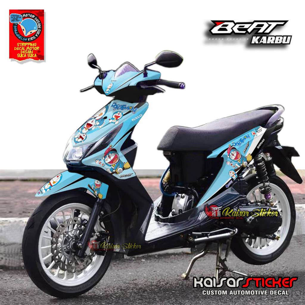 Sticker Striping Motor Stiker Decal Motor Beat Karbu Doraemon