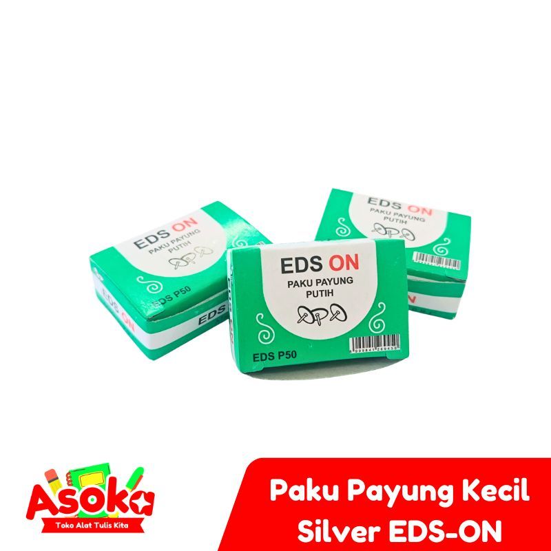 Paku Payung EDS-ON 23-24pcs Perkotak, Paku Pines Picik Putih, Mudah Digunakan untuk Menjepit Kertas