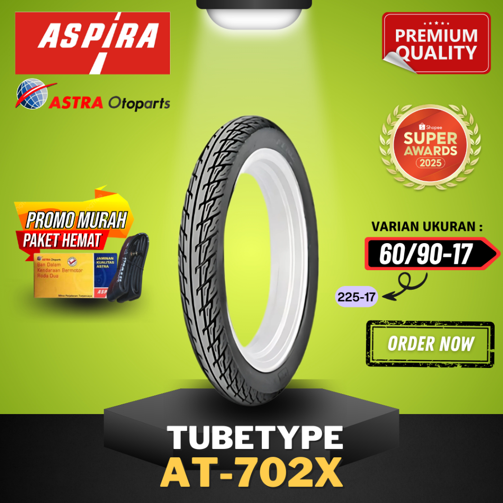 [READY COD] BAN ASPIRA TUBETYPE AT702X / AT-702X / BAN LUAR ASPIRA RING 17 225-17 (60/90-17) BAN MOT