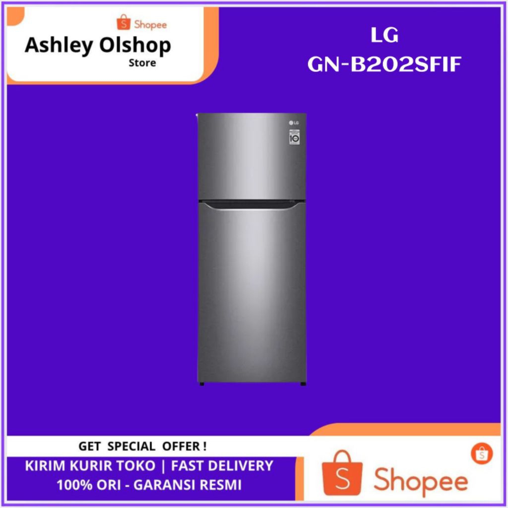 Kulkas LG Top Freezer GN-B202SFIF Smart Inverter Kompresor Kulkas Kapasitas 187 L GN B202SFIF R600a