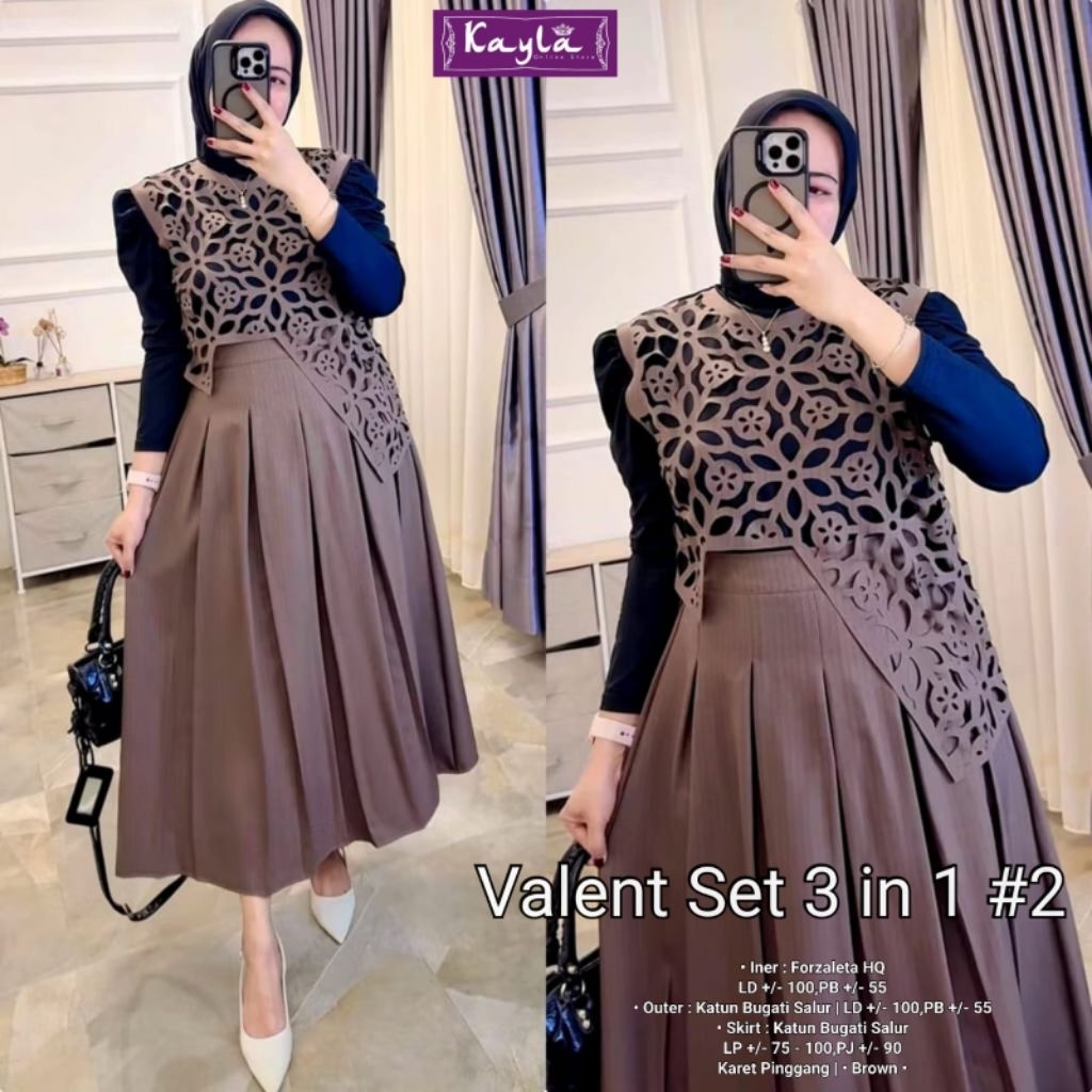 valent set 3in1 by kayla - laquina annete set  3in1 by zaina - Pakaian Wanita HQ by merk Tren fashio