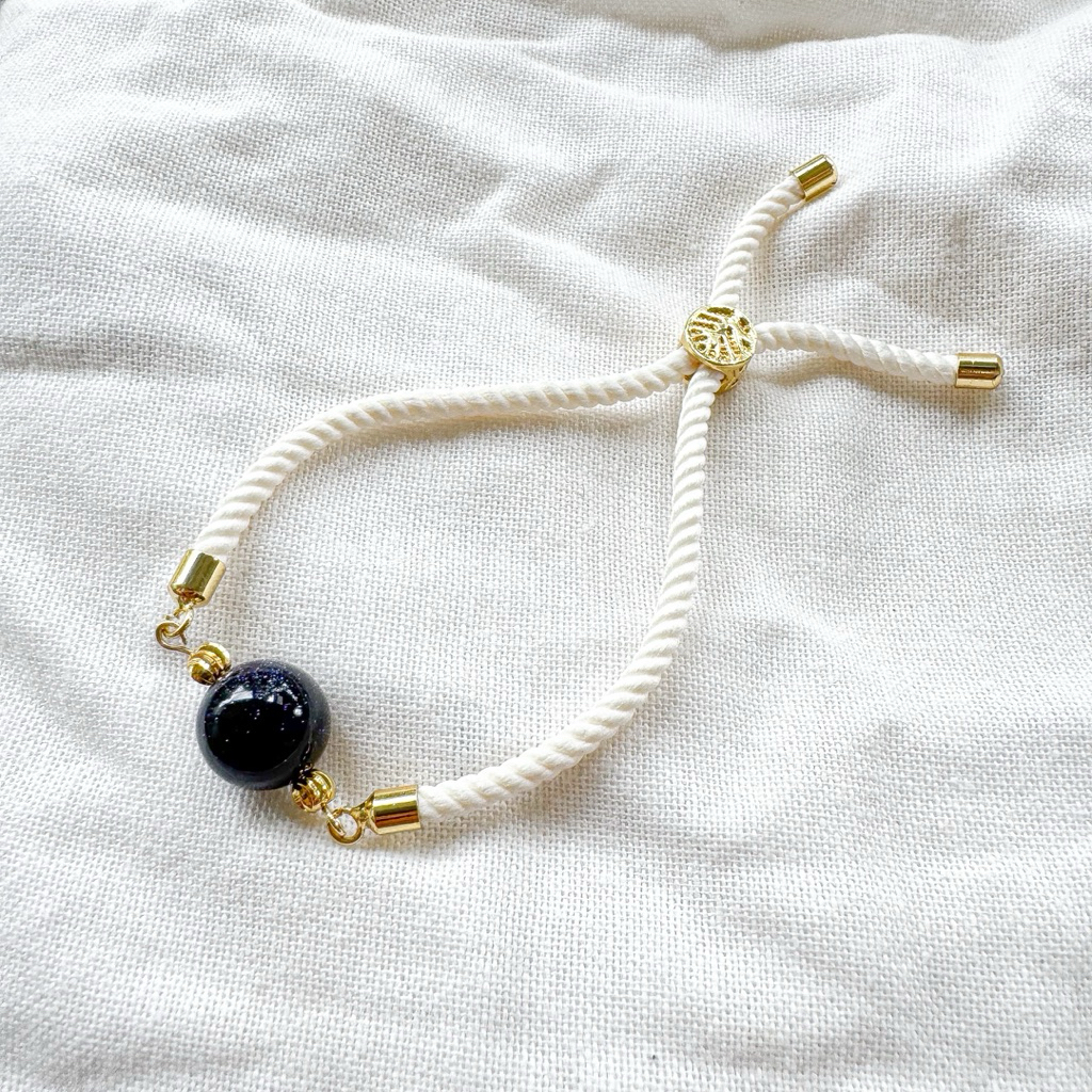 Gelang Serut Batu Pasir Emas Tali Putih